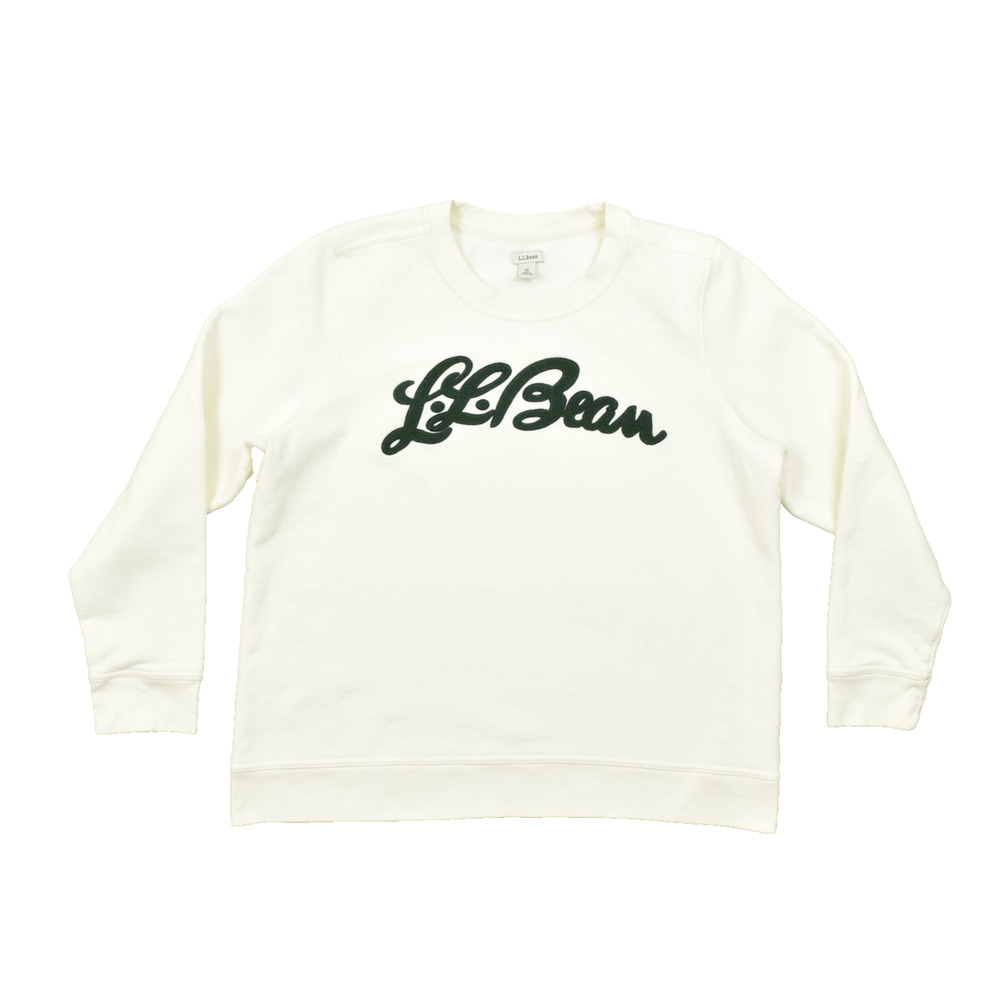 LL Bean Crewneck Sweatshirt Mens XL White Signature Script Logo Cotton Blend - Picture 1 of 8